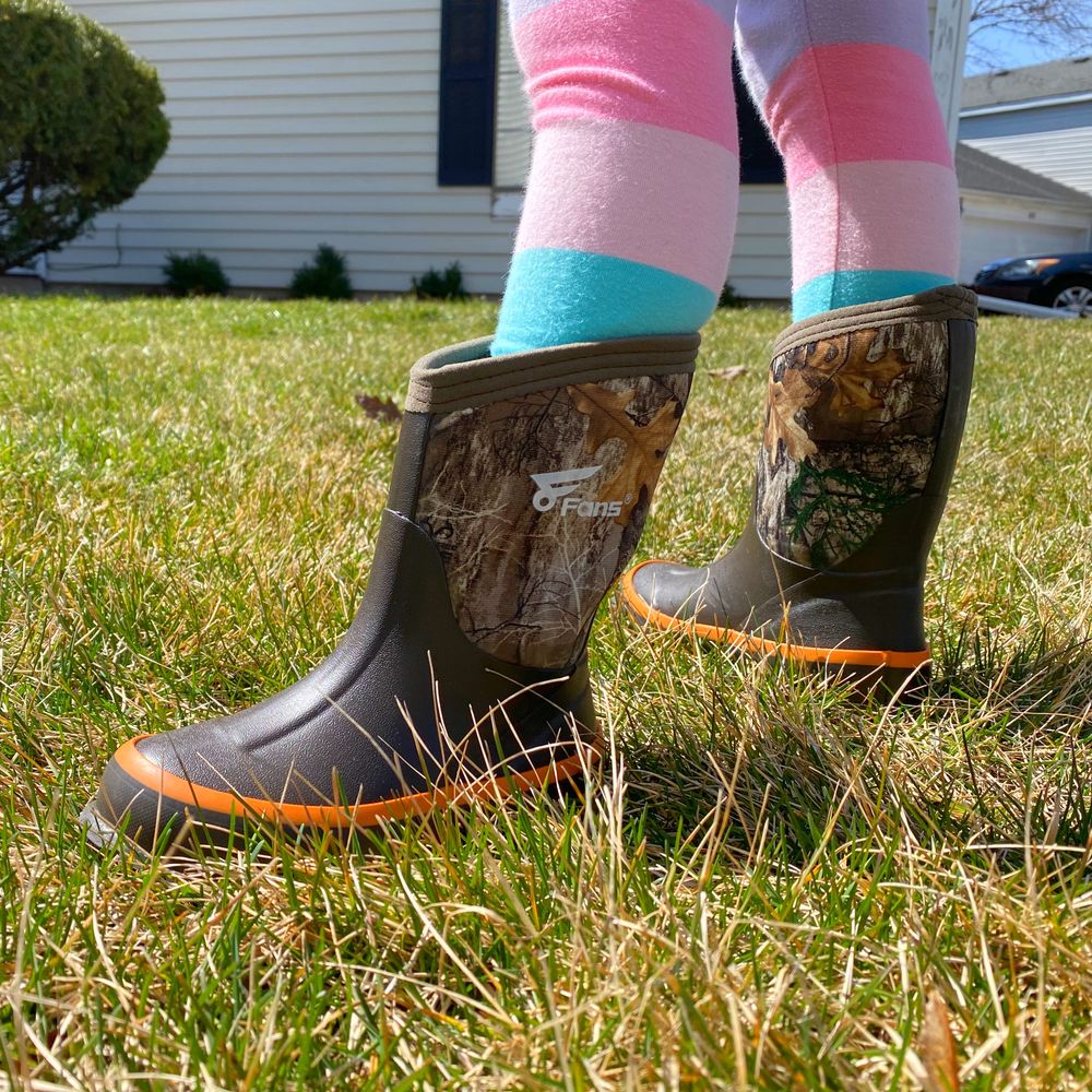 8Fans Waterproof Neoprene Camo Rubber Rain boots for Kids