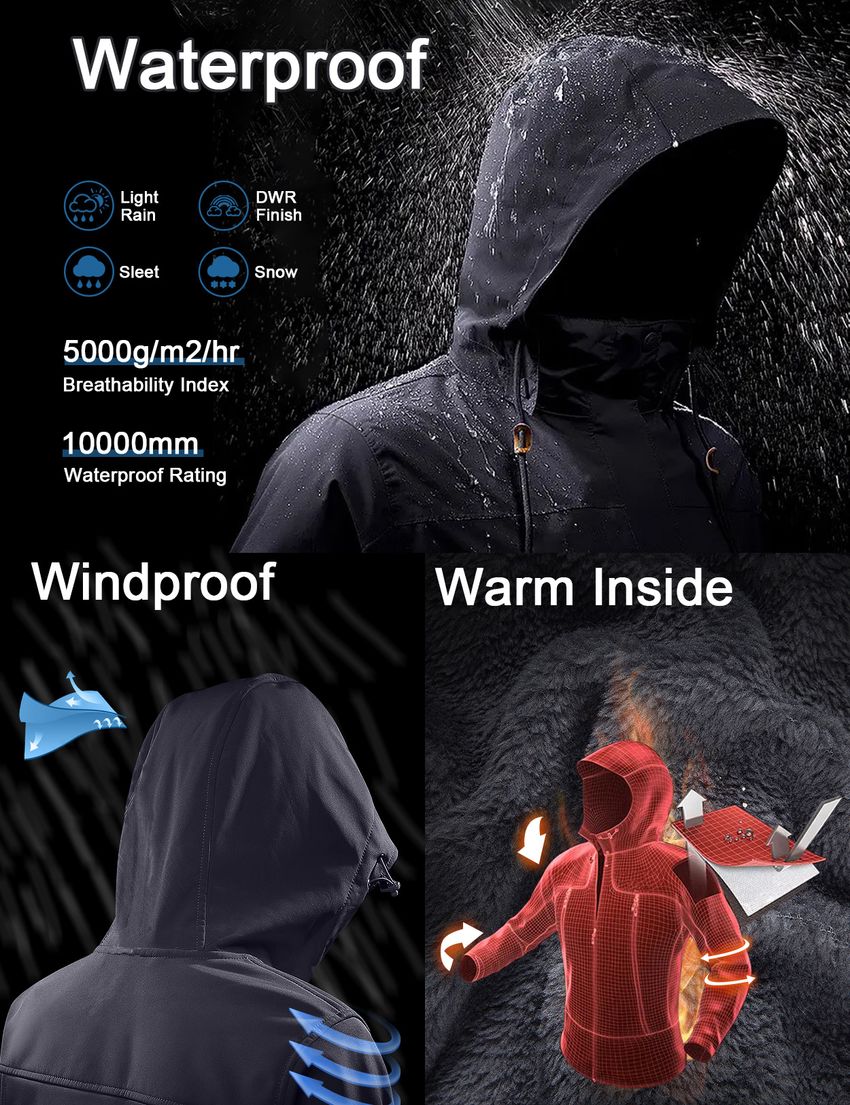 Men's mountain waterproof ski jacket windproof rain on sale jacket