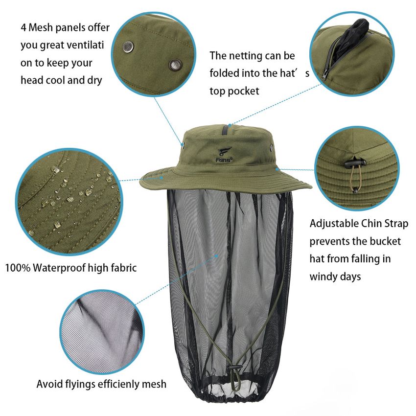 Fishing hat hot sale with net