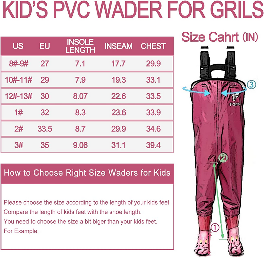 Fishing chest waders for Kids, Waterproof Children's Waders with Non-Slip  Boots, Children Playing Water Clothes, Suitable for Playing with Water