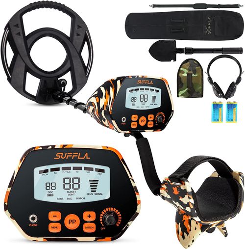 SUFFLA Camouflage Orange Hobby Metal Detector High Accuracy & Waterproof for Adults Juniors Elders SMD02A