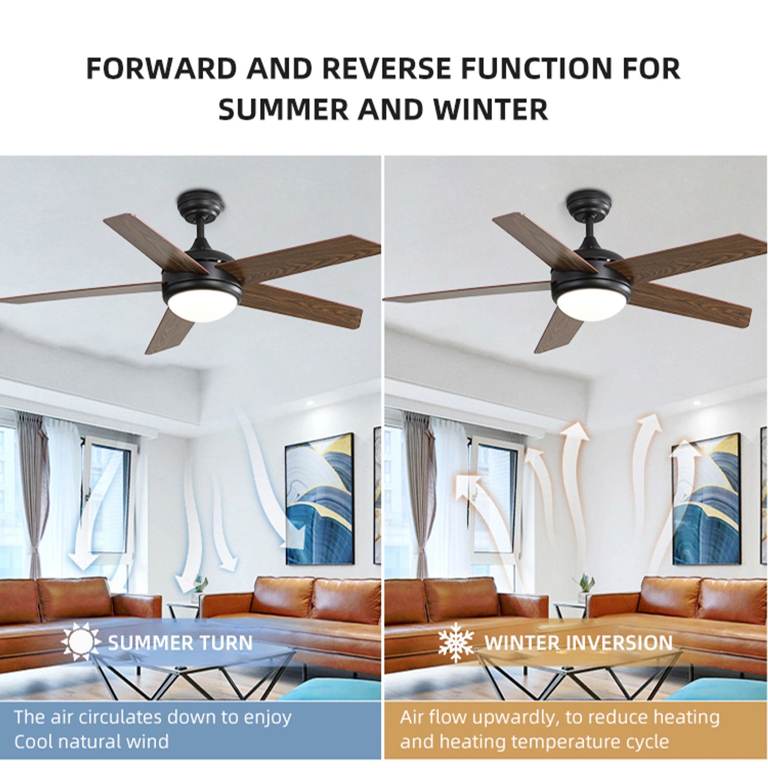 52 chrome wooden modern dimmable ceiling fan with led light