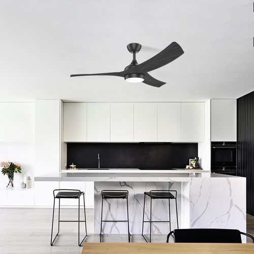 Energy-Saving 3 solid wood Blades Morden Smart Ceiling Fan With Light And Remote Control