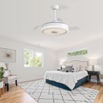 Retractable Ceiling Fan with 42'' 3 Color Dimmable Light Memory Function