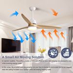 White and Wood Ceiling Fan Reversible Motor for smart air moving solution