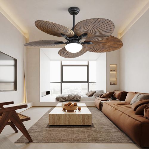 Modern Rattan Decorative Ceiling Fan With Light