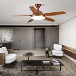 KBS Modern 5 Blade Ceiling Fan with Light and Remote in a living room