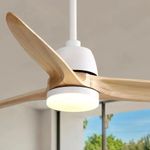 Solid White and Wood Ceiling Fan with LED Lights details