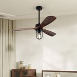 KBS Woonden Colored Modern Farmhouse Ceiling Fan with Light for Living Rooms