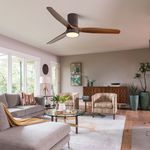52'' Wood Ceiling Fan with Reverse on Remote with light in living room
