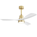 white and gold 48 Inch Wood Three-Blade DC Ceiling Fan