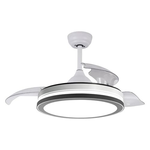 Modern Retractable Ceiling Fan Dual Mount with Dimmable LED Light and Hidden Blades