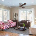 KBS Rustic Wood Flush Mount Ceiling Fan Without Light in a living room