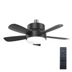 KBS Black Small Socket Ceiling Fan with Dimmable Light and remote