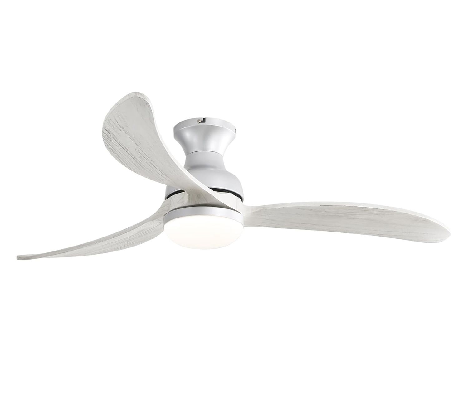 KBS white wooden 52 Inch Three Blade Curved Ceiling Fan with Light