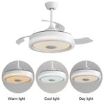 Retractable Ceiling Fan with 42'' 3 Color Dimmable Light Memory Function