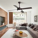 KBS 52 inch matte black smart ceiling fan with led light in a living room