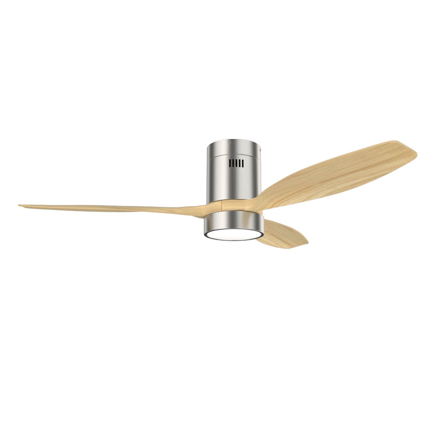 KBS Silver Indoor Wooden Ceiling Fan with Lights and Remote