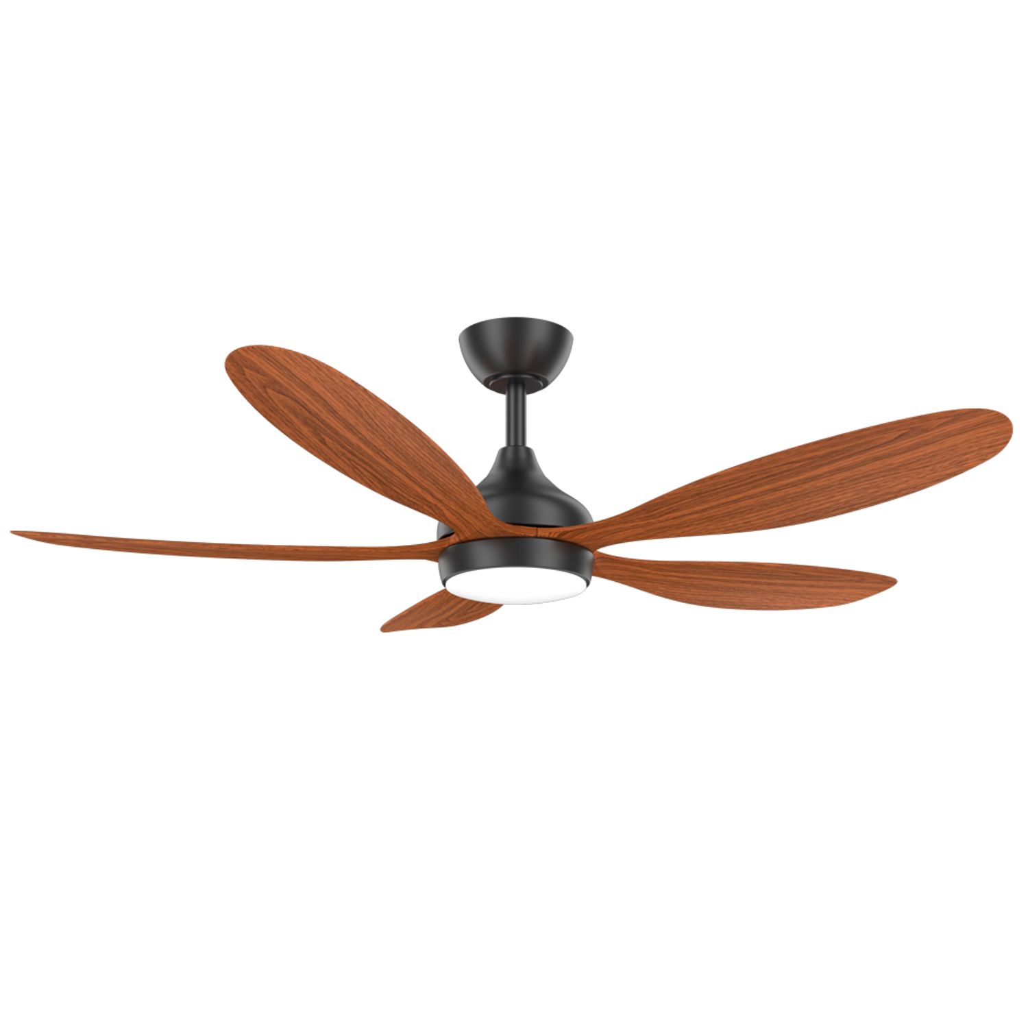 KBS black and dark wooden modern ceiling fan with dimmable light and smartphone control
