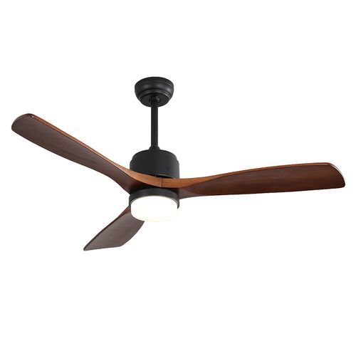 52 Inch Quiet Wood Propeller Ceiling Fan With Light and Remote Control