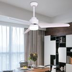 KBS white noiseless dual mount ceiling fan with light