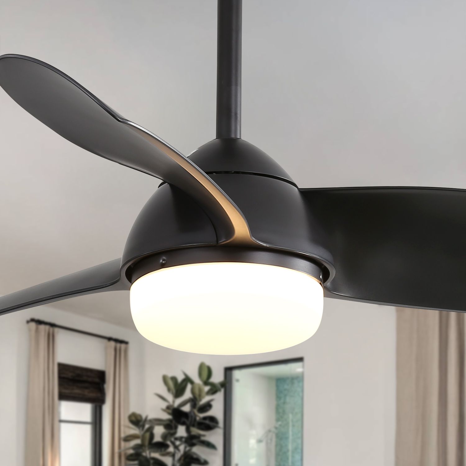 light details of black modern ceiling fan