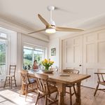 KBS White and Wood Ceiling Fan with LED Lights and Reversible Motor indoor