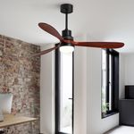 KBS Wooden Propeller Ceiling Fan with LED Lighting in a room
