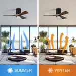 52" Dark Wood Smart Ceiling Fan with Light and Alexa reverse switch