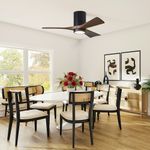 52" Dark Wood Smart Ceiling Fan with Light and Alexa in a living room