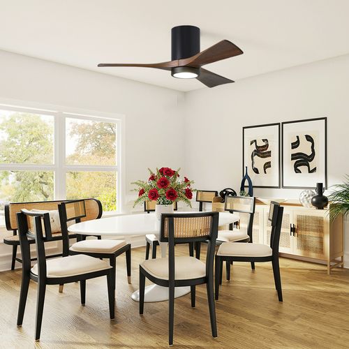 Dark Wood Smart Ceiling Fan with Light and Alexa