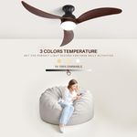 3 colors dimmable led light for Three Blade Curved Wood Ceiling Fan