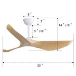 KBS Low Profile Reversible Solid Wood Ceiling Fan Size