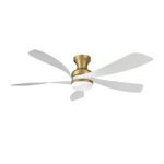 KBS White and gold Unique 5-Blade Wooden Ceiling Fan with Lights & Remote