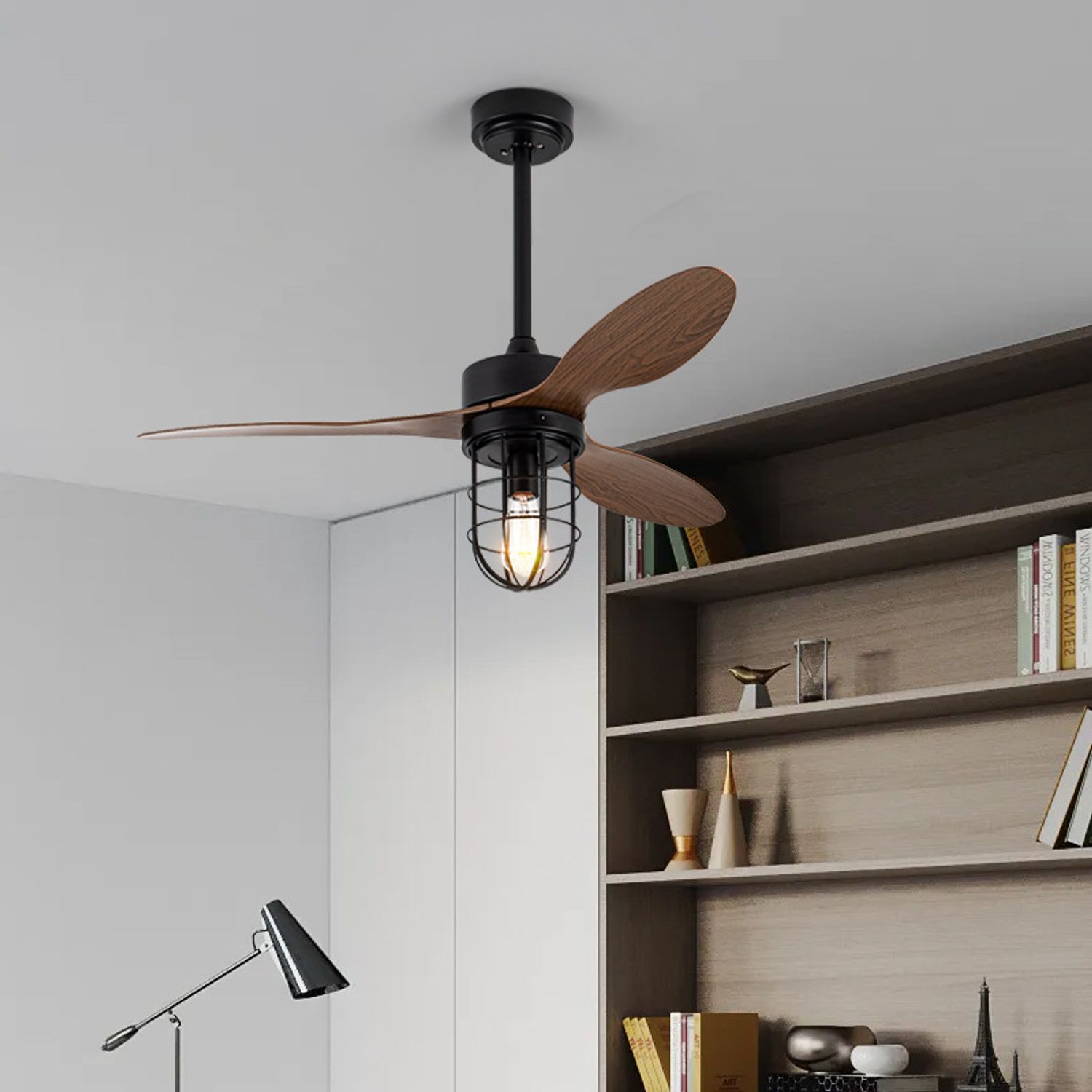 KBS 42 inch Modern Farmhouse Ceiling Fan with Light for Living Rooms wooden color