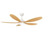 KBS white and light wooden modern ceiling fan with dimmable light and smartphone control