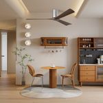 KBS Rustic Wood Flush Mount Ceiling Fan Without Light in a small room