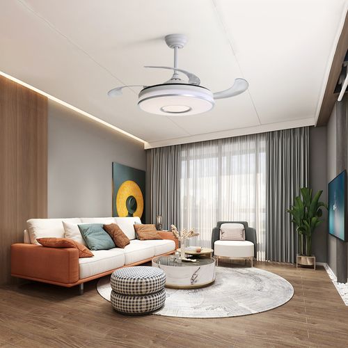 Hot Sale 42 Inch Acrylic Remote Control Retractable Folding Blades Ceiling Fan With Light