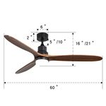 KBS 60 inch Wood Design Reversible Ceiling Fan with Remote size