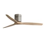 KBS 52 Inch Brushed Nickel and Wood Ceiling Fan
