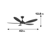 KBS modern ceiling fan with dimmable light and smartphone control 42 inch size