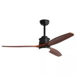 High-Speed Wood and Black Ceiling Fan with Lights and Remote Control