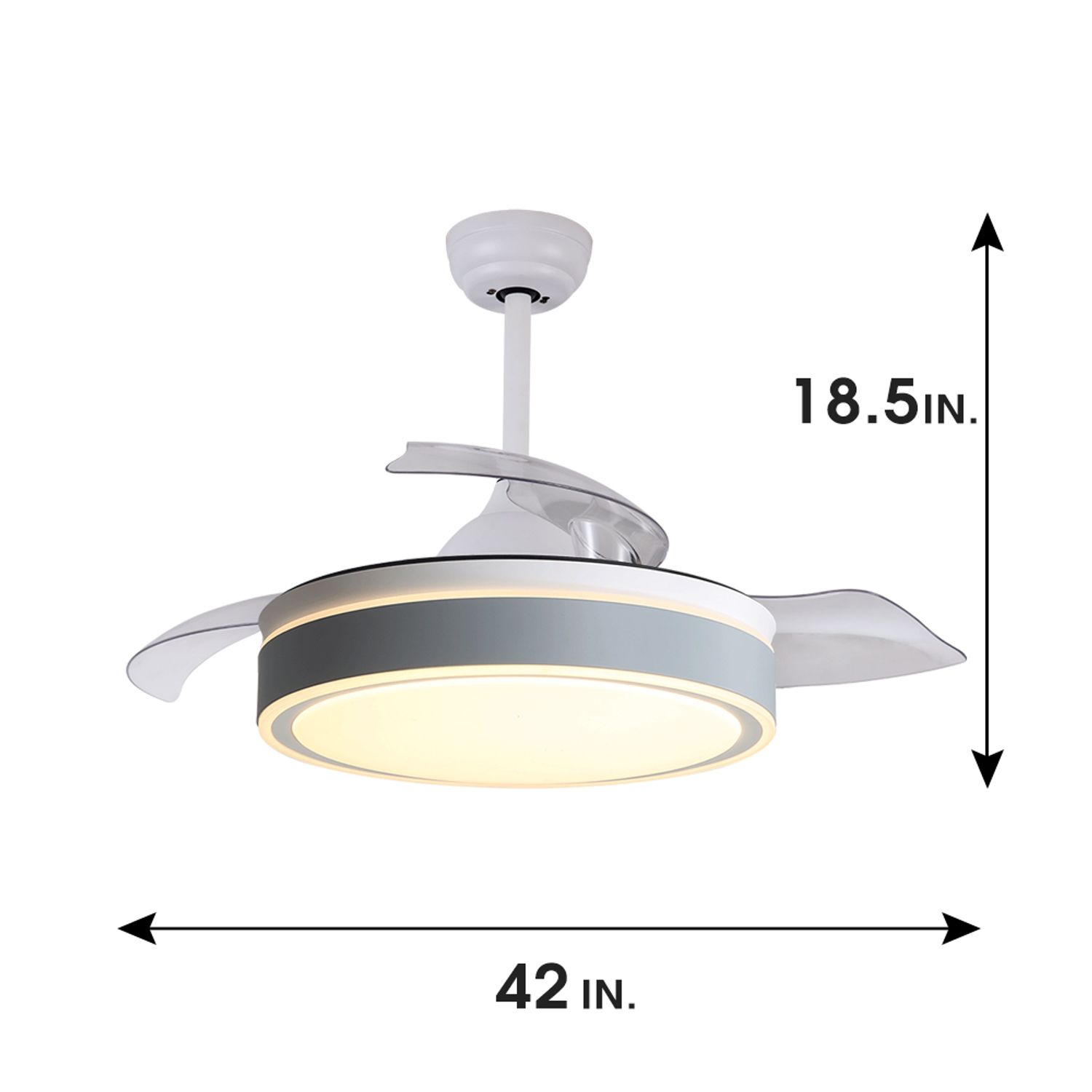 Modern 42'' Decorative Retractable Ceiling Fan With Light and Remote Control