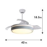Modern 42'' Decorative Retractable Ceiling Fan With Light and Remote Control