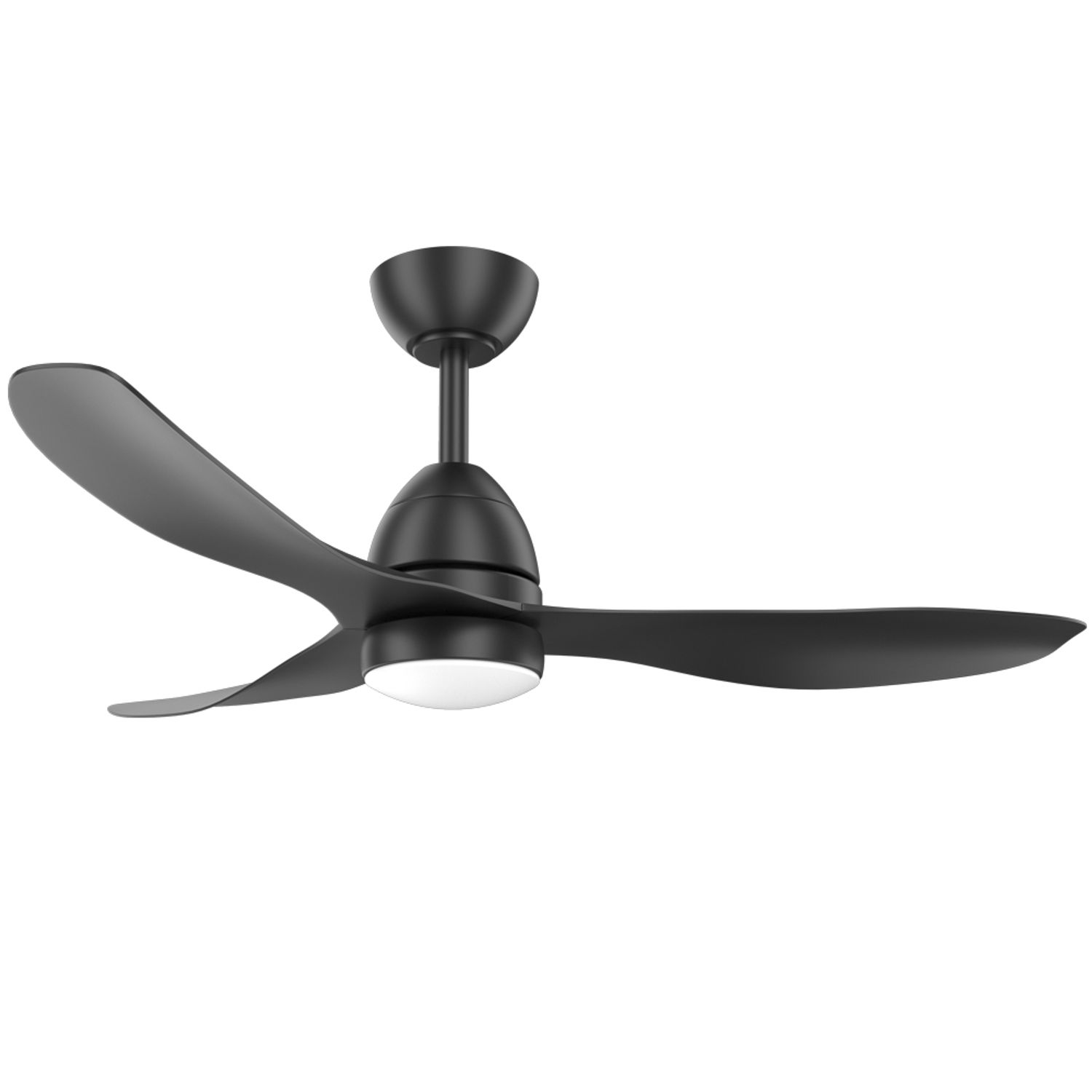 52" All Black Real Wood Ceiling Fan with Reversible Motor and LED Light
