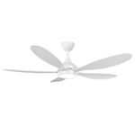KBS all white modern ceiling fan with dimmable light and smartphone control