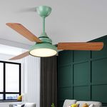 KBS Green and plywood blade contemporary ceiling fan with led light in a room