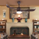 52" Sleek Ceiling Fan with Light and remote in a retro room