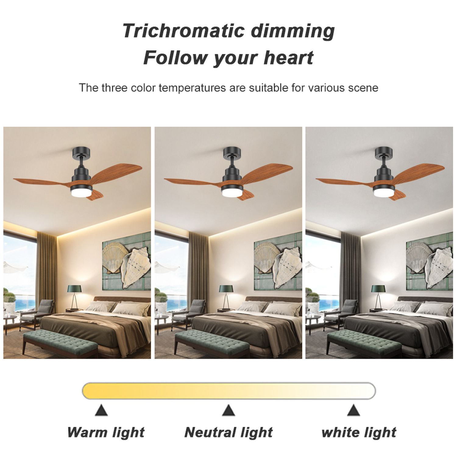 42" Natural Wood Ceiling Fan Dimming Light