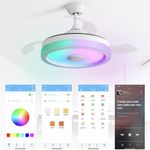 Retractable Ceiling Fan with 42'' 3 Color Dimmable Light Memory Function